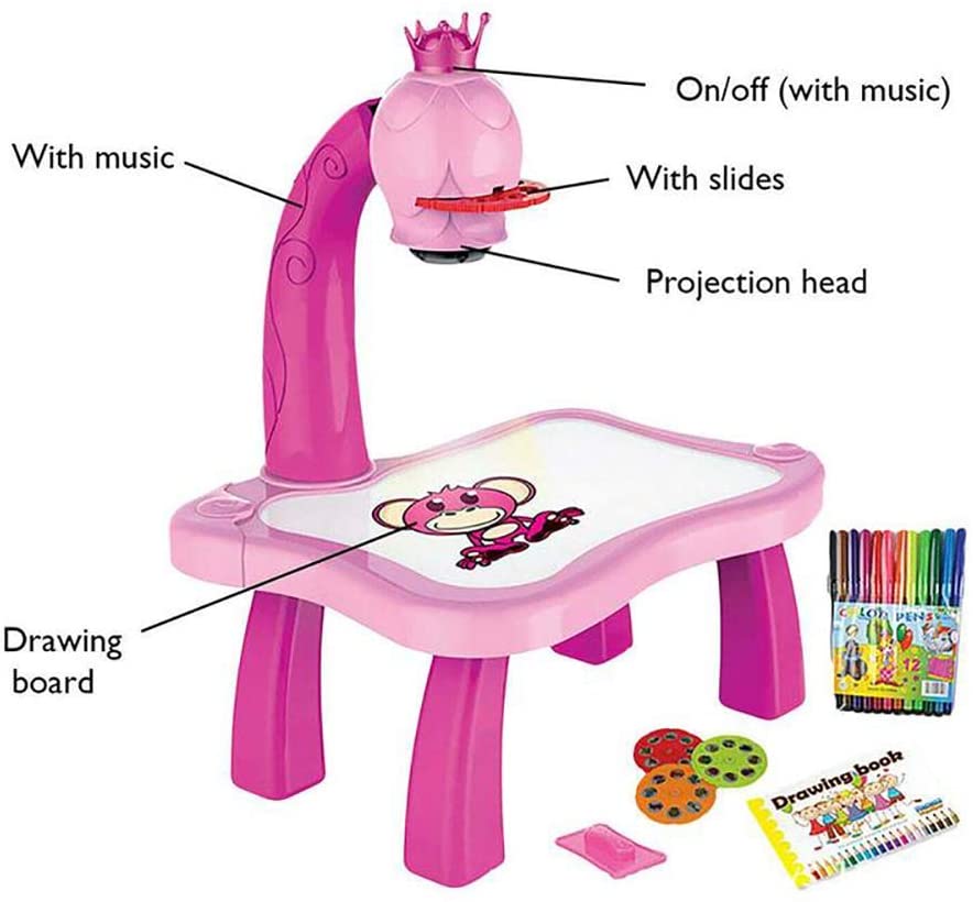Drawing Projector Table for Kids with Light & Music