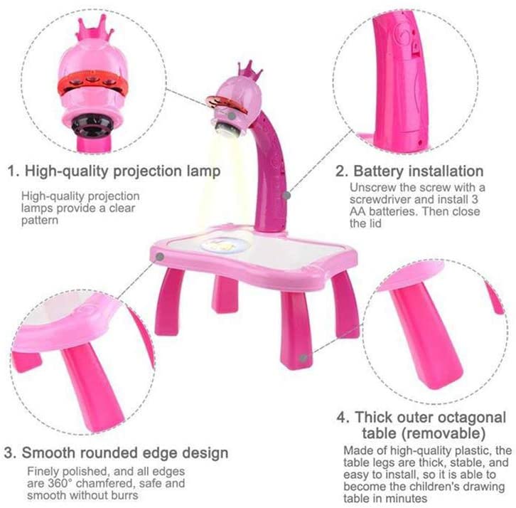 Drawing Projector Table for Kids with Light & Music