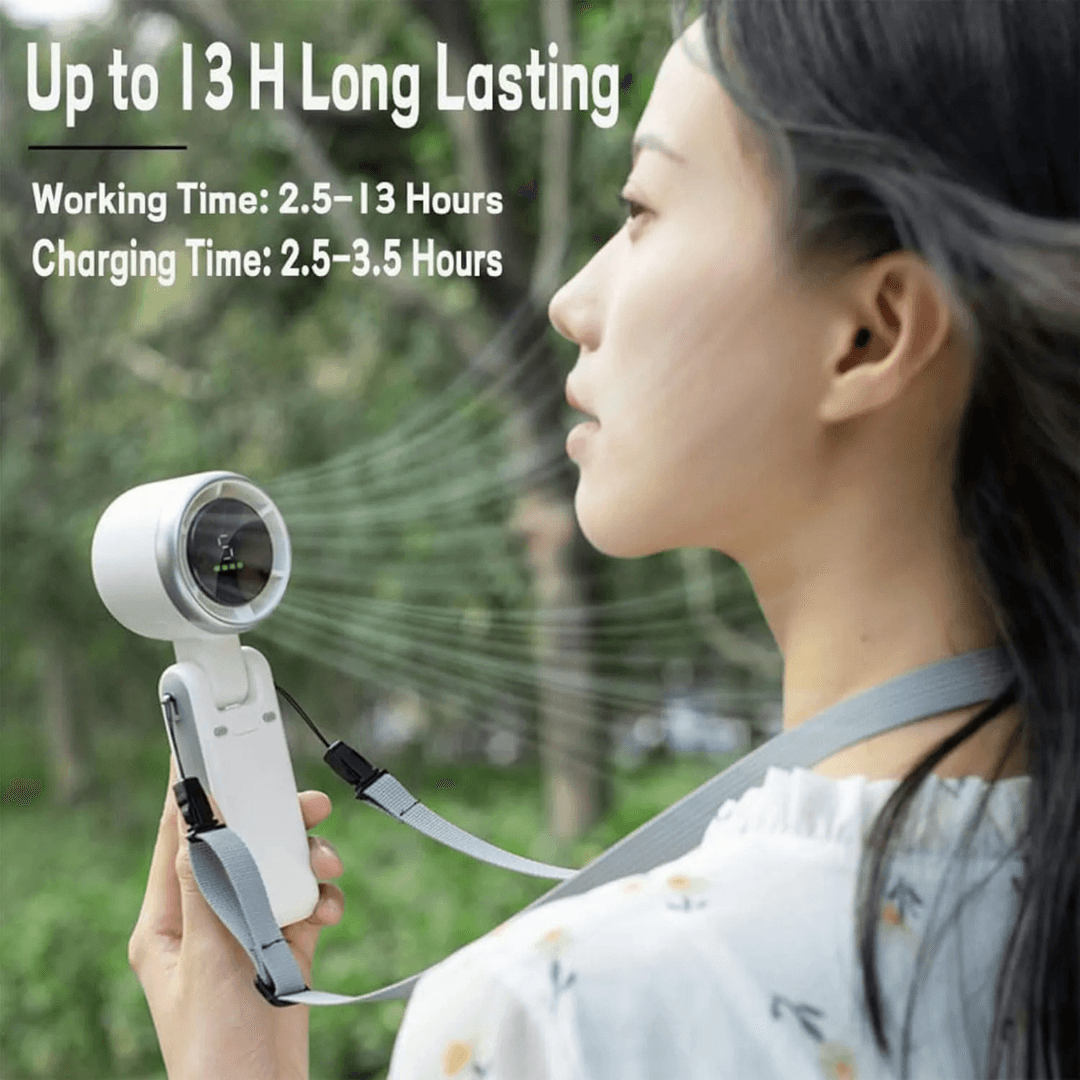 Foldable pocket fan neck wearable