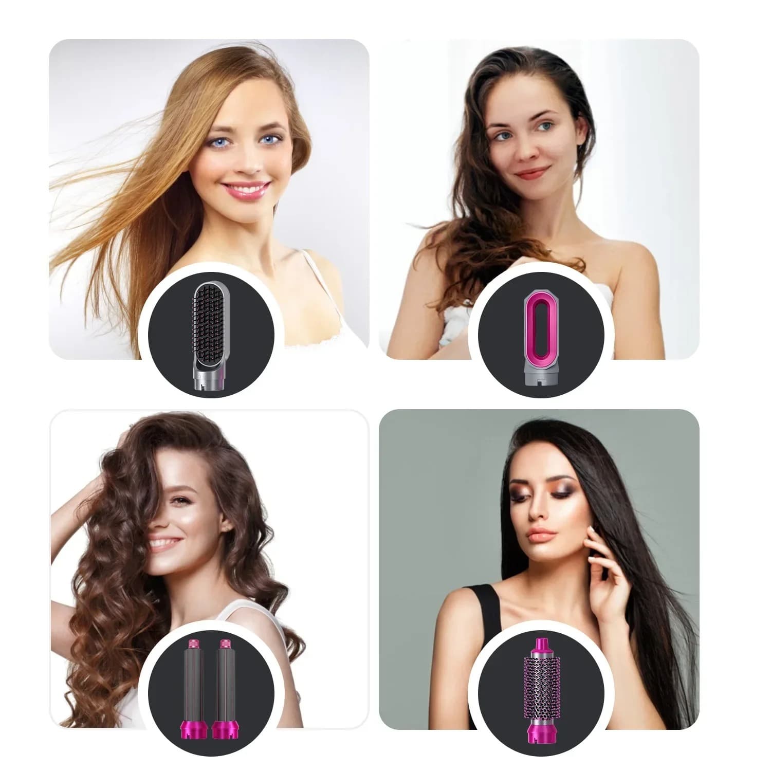 Multi-functional hair styler brush heads